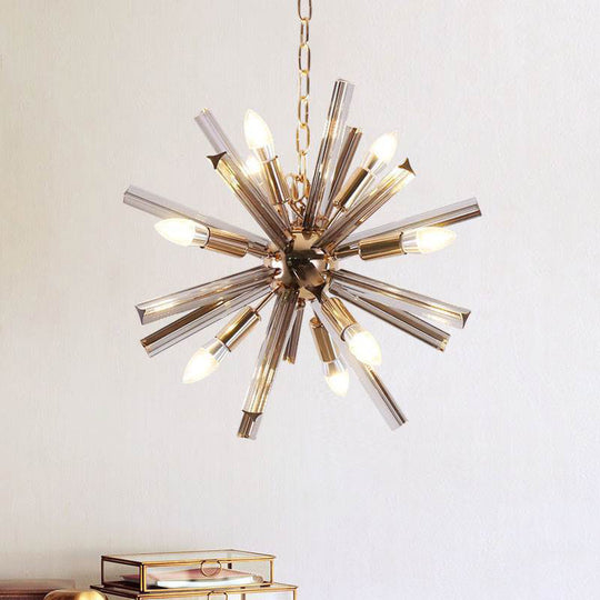 9 - Bulb Living Room Chandelier Lighting Modern Brass Pendant Light Fixture With Starburst Beveled