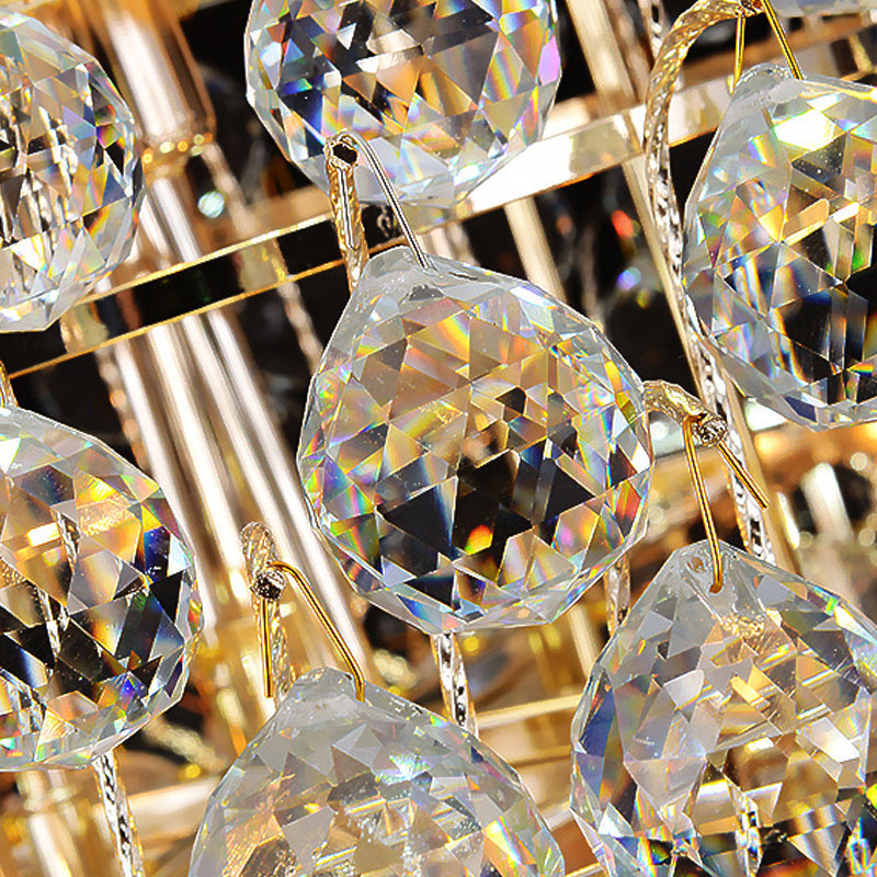 12 Heads Stairway Chandelier Pendant Light With Crystal Rod Gold Suspension Lamp Lighting