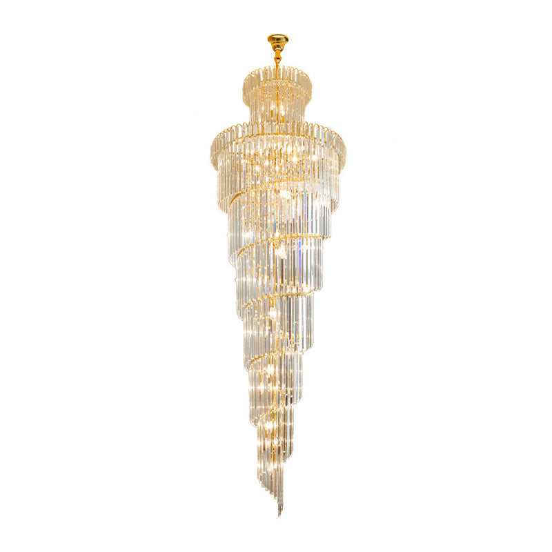 12 Heads Crystal Rod Pendant Chandelier For Staircase Living Room Lighting 15 To 19 Inch