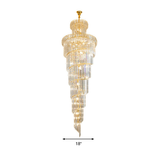 12 Heads Crystal Rod Pendant Chandelier For Staircase Living Room Lighting 15 To 19 Inch