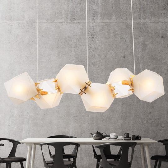 Postmodern Geometric Frosted Glass 6/8/10 Head Gold Hanging Chandelier For A Stylish Lighting