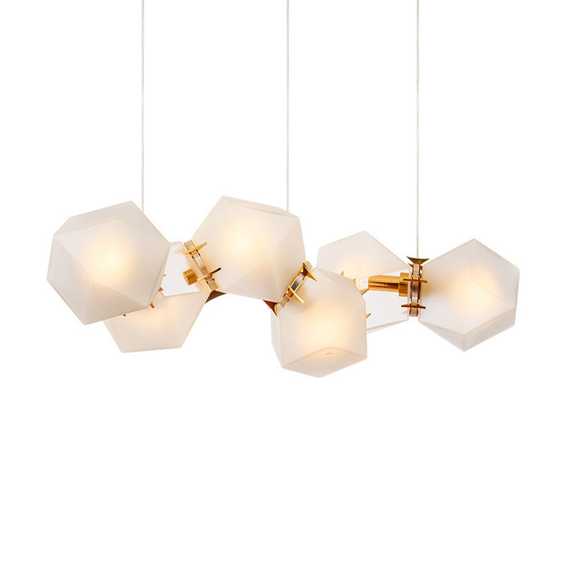 Postmodern Geometric Frosted Glass 6/8/10 Head Gold Hanging Chandelier For A Stylish Lighting