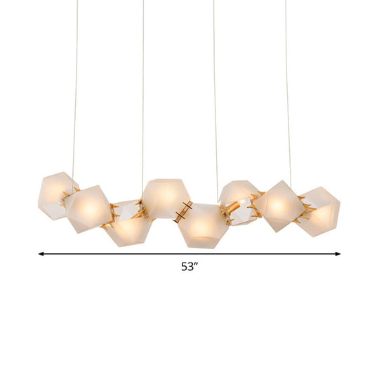 Postmodern Geometric Frosted Glass 6/8/10 Head Gold Hanging Chandelier For A Stylish Lighting