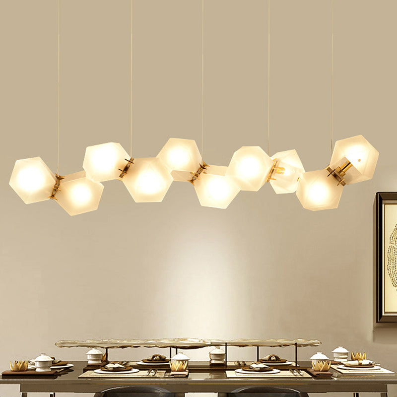 Postmodern Geometric Frosted Glass 6/8/10 Head Gold Hanging Chandelier For A Stylish Lighting