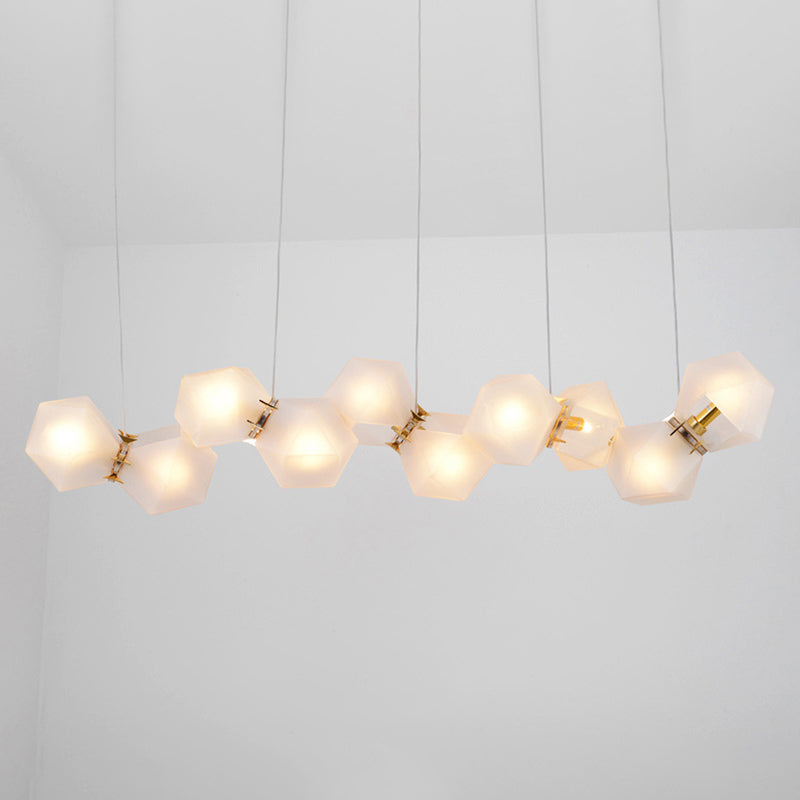 Postmodern Geometric Frosted Glass 6/8/10 Head Gold Hanging Chandelier For A Stylish Lighting