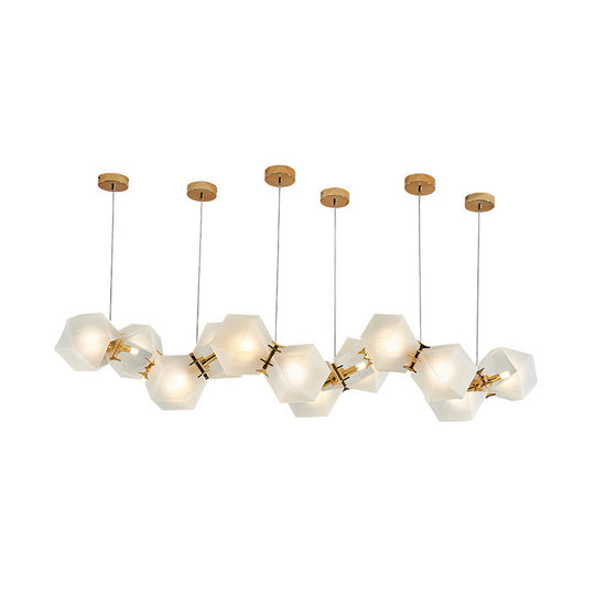 Postmodern Geometric Frosted Glass 6/8/10 Head Gold Hanging Chandelier For A Stylish Lighting