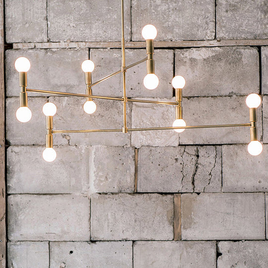 Modern Gold 12 - Light 3 - Tier Metal Hanging Chandelier Lamp Kit For Bedroom Pendant Lighting