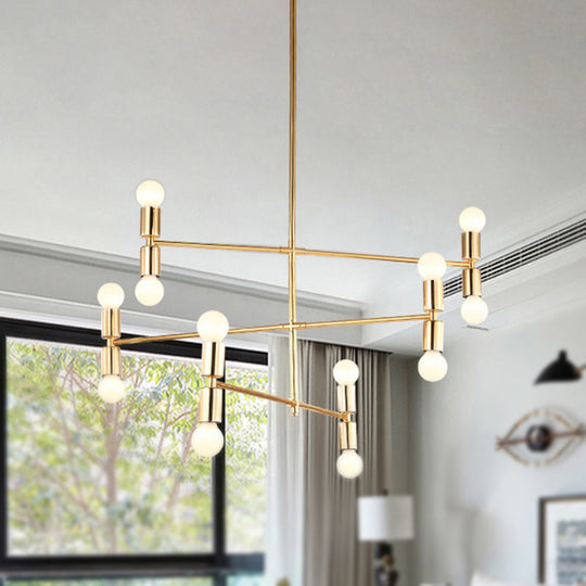 Modern Gold 12 - Light 3 - Tier Metal Hanging Chandelier Lamp Kit For Bedroom Pendant Lighting