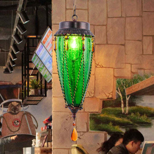Olga - Vintage Conical Red/Yellow/Blue Glass Pendant Light Fixture Style 1 Restaurant Down Lighting