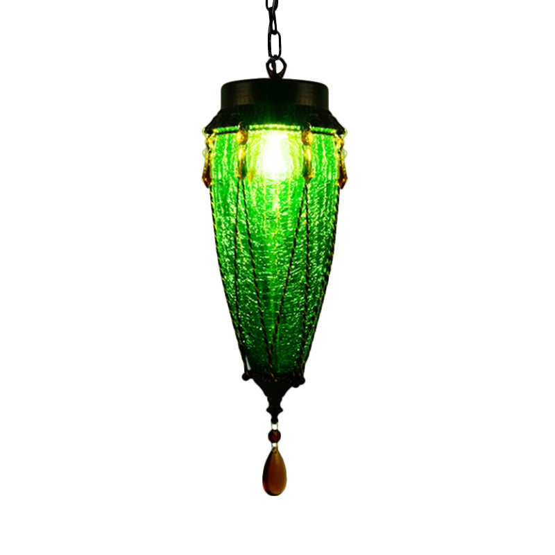 Olga - Vintage Conical Red/Yellow/Blue Glass Pendant Light Fixture Style 1 Restaurant Down Lighting