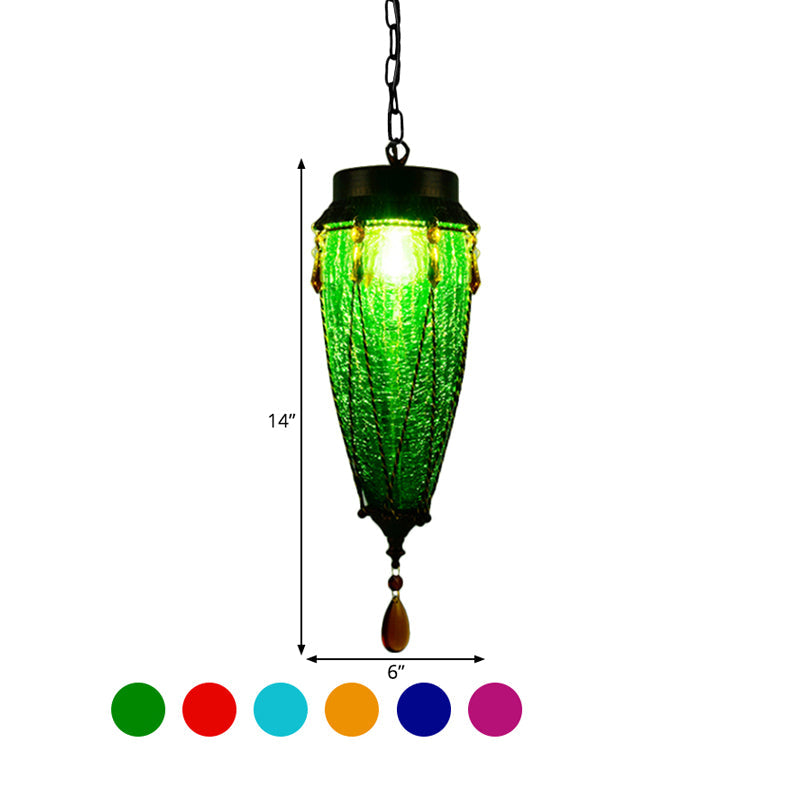 Olga - Vintage Conical Red/Yellow/Blue Glass Pendant Light Fixture Style 1 Restaurant Down Lighting