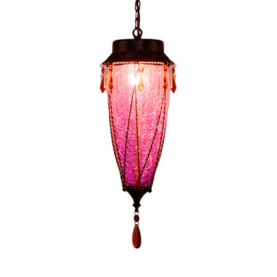 Olga - Vintage Conical Red/Yellow/Blue Glass Pendant Light Fixture Style 1 Restaurant Down Lighting
