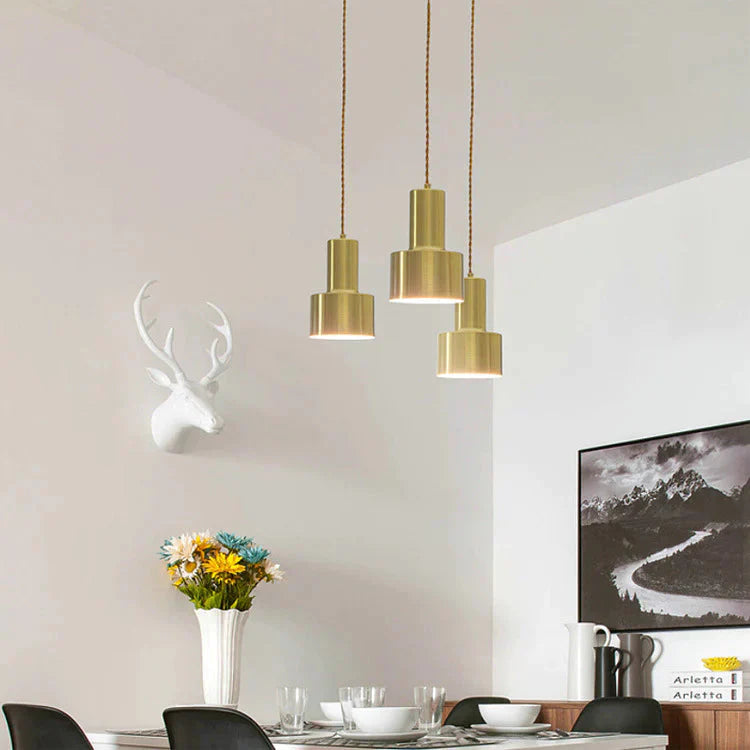 Nordic Solid Wood All - Copper Living Room Creative Aisle Bedroom Walnut Bedside Chandelier Pendant