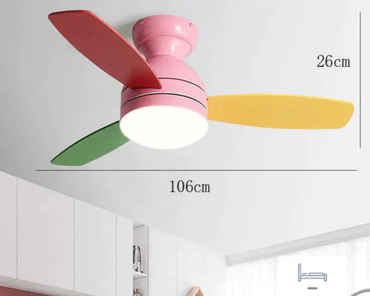 Children’s Wooden Leaf Fan Lamp Simple Living Room Dining Electric Chandelier Pink / Dia106Cm Tri