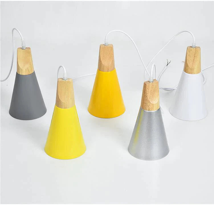Nordic Combined Bar Real Wood Pendant Lights Multicolor Aluminum Lamp Shade Lamps For Dining Room