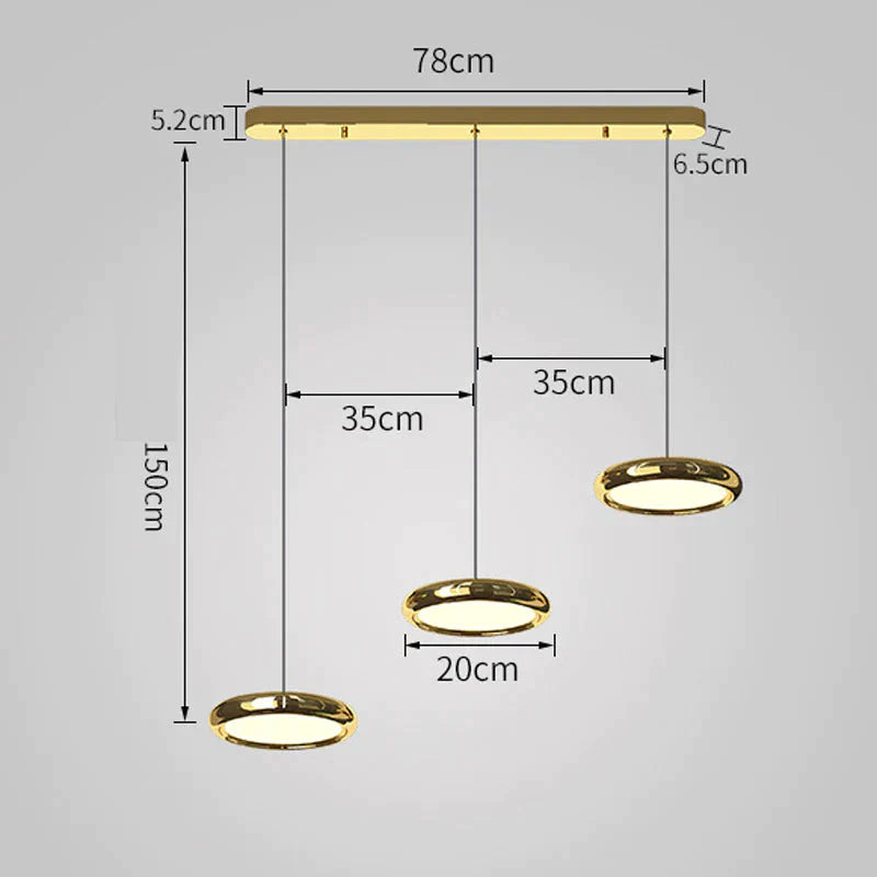 Three - Heads Restaurant Chandelier Creative Lamp Simple Modern Golden / Tri - Color Light Pendant