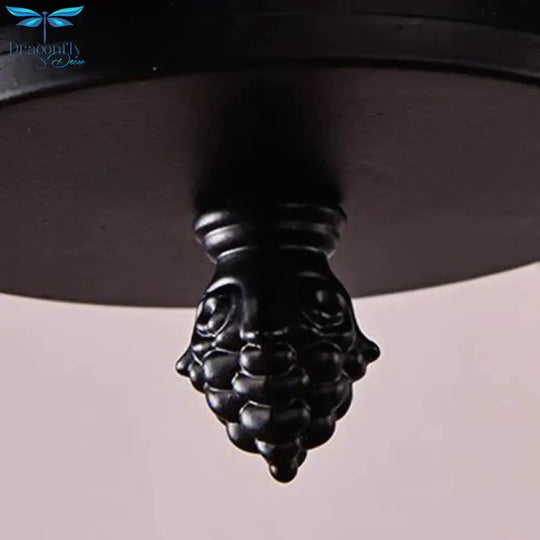 3/4 Lights Ceiling Light Traditional Geometric Frosted Glass Hanging Chandelier In Black With