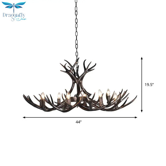3/5/6 Heads Resin Chandelier Vintage Style Black Candelabra Living Room Pendant Light With