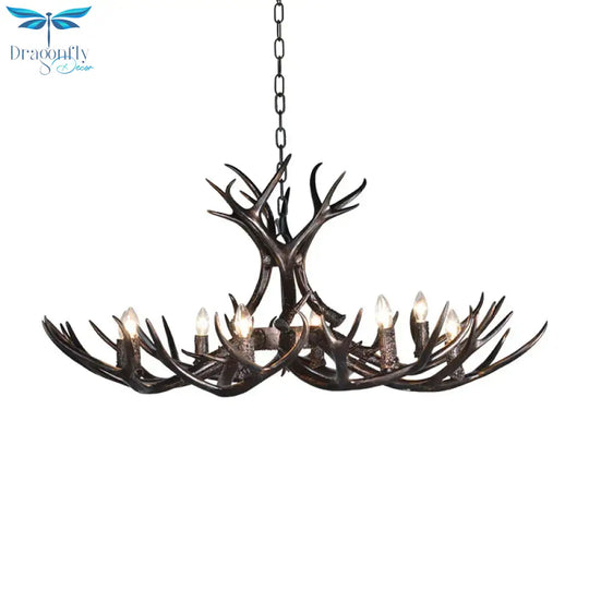 3/5/6 Heads Resin Chandelier Vintage Style Black Candelabra Living Room Pendant Light With