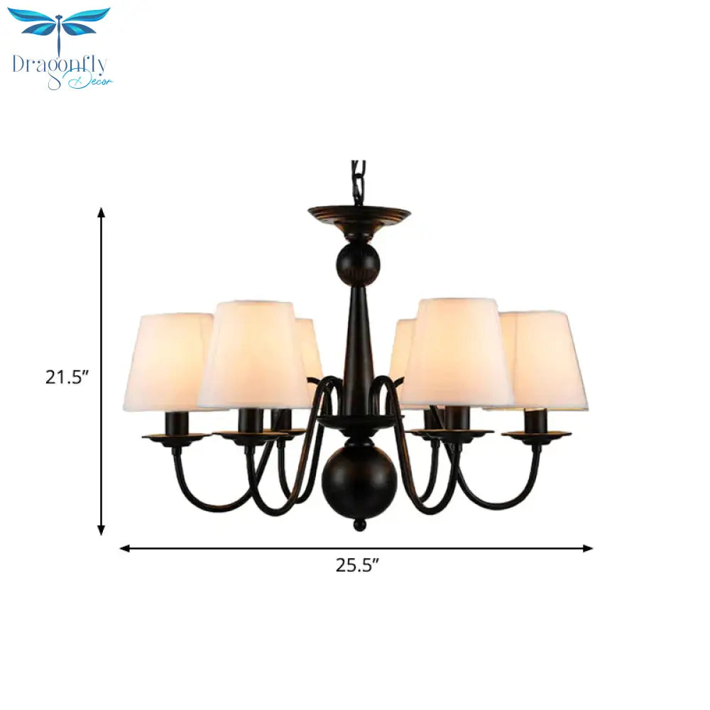 3/5/6 Lights Chandelier Light Fixture Traditional White Fabric Tapered Pendant Lamp For Living Room