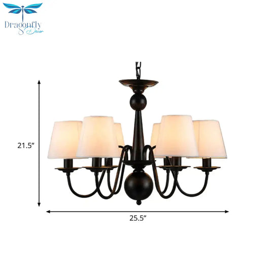 3/5/6 Lights Chandelier Light Fixture Traditional White Fabric Tapered Pendant Lamp For Living Room