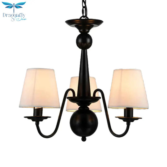 3/5/6 Lights Chandelier Light Fixture Traditional White Fabric Tapered Pendant Lamp For Living Room