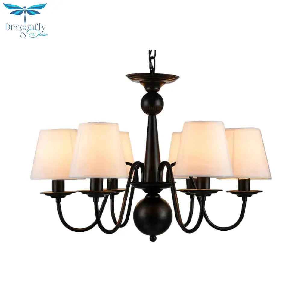 3/5/6 Lights Chandelier Light Fixture Traditional White Fabric Tapered Pendant Lamp For Living Room