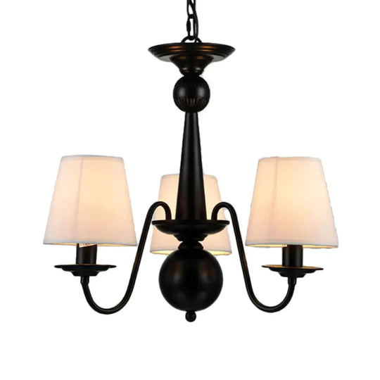 3/5/6 Lights Chandelier Light Fixture Traditional White Fabric Tapered Pendant Lamp For Living Room