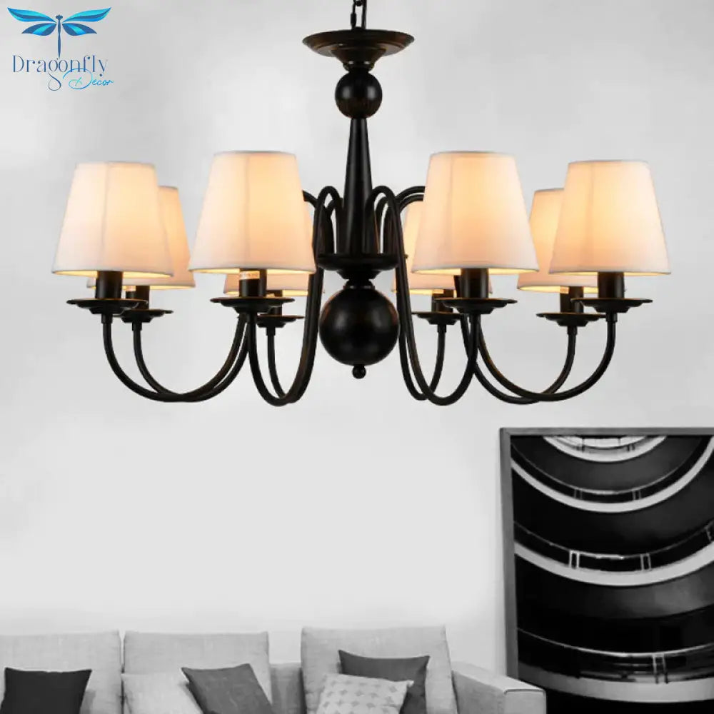3/5/6 Lights Chandelier Light Fixture Traditional White Fabric Tapered Pendant Lamp For Living Room