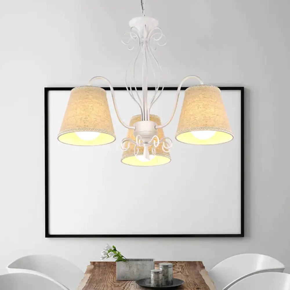 3/6/8 Bulbs Ceiling Lamp With Cone Fabric Shade Classic Living Room Chandelier Pendant Light In