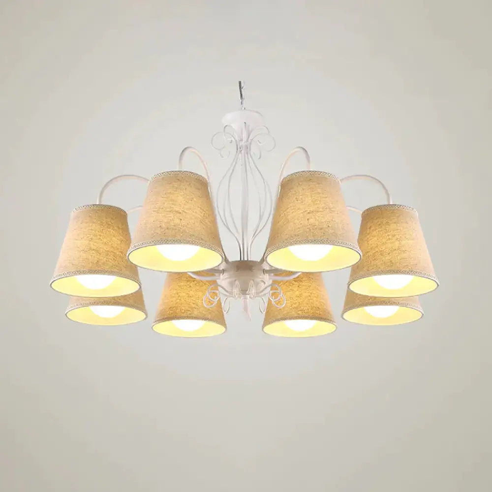 3/6/8 Bulbs Ceiling Lamp With Cone Fabric Shade Classic Living Room Chandelier Pendant Light In