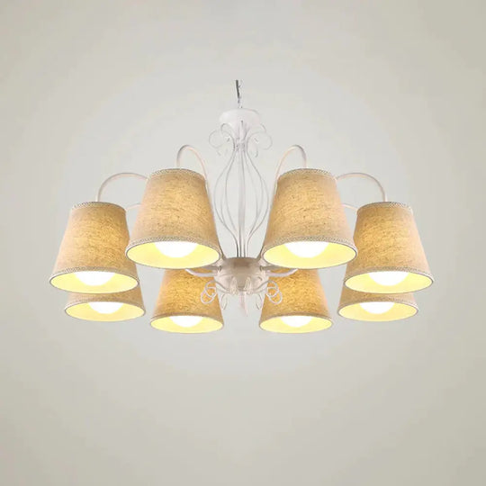 3/6/8 Bulbs Ceiling Lamp With Cone Fabric Shade Classic Living Room Chandelier Pendant Light In