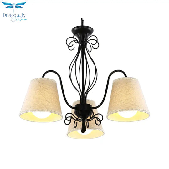 3/6/8 Bulbs Ceiling Lamp With Cone Fabric Shade Classic Living Room Chandelier Pendant Light In