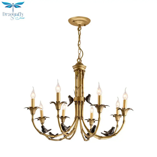 3/6/8 Lights Candelabra Ceiling Chandelier Rustic Brass Metal Pendant Lighting For Living Room