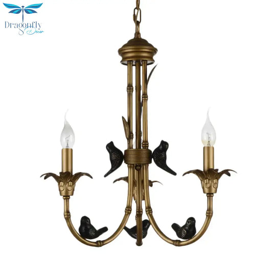 3/6/8 Lights Candelabra Ceiling Chandelier Rustic Brass Metal Pendant Lighting For Living Room