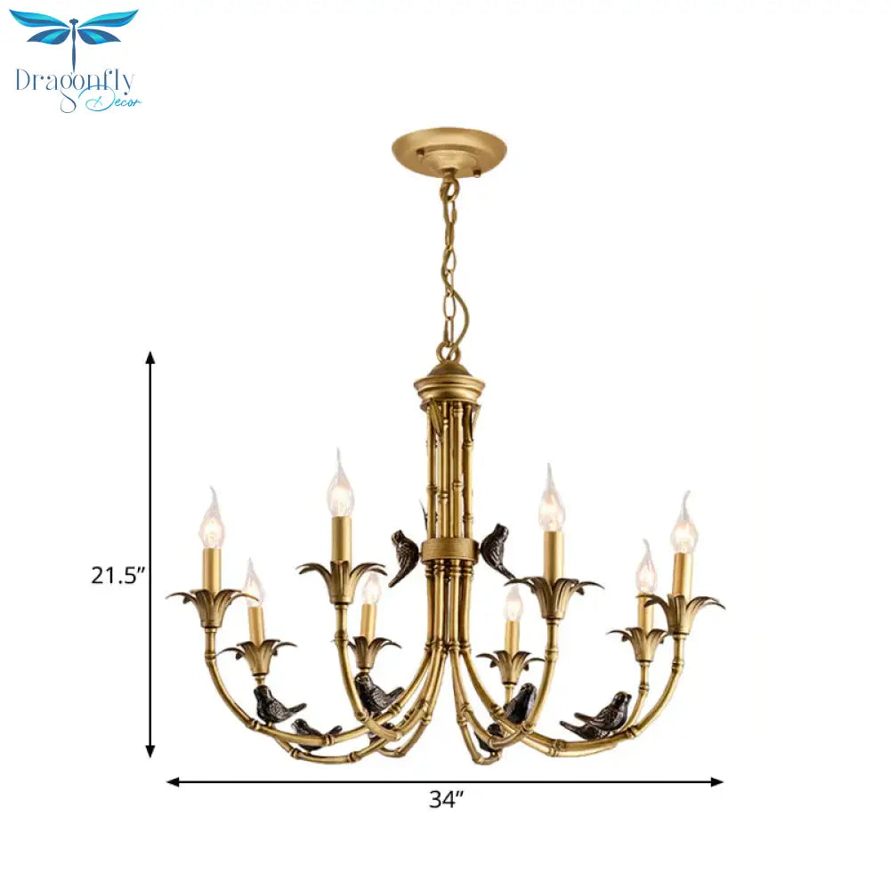 3/6/8 Lights Candelabra Ceiling Chandelier Rustic Brass Metal Pendant Lighting For Living Room