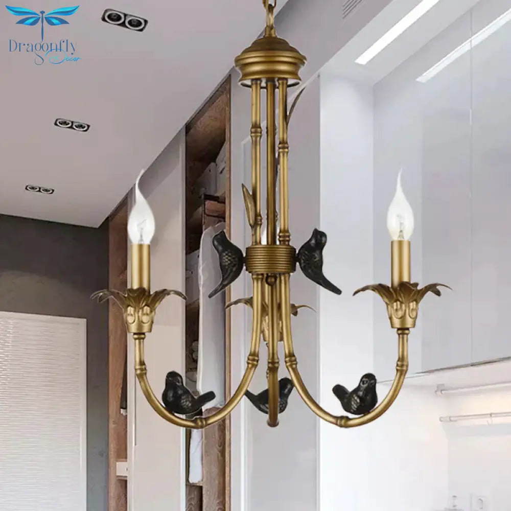 3/6/8 Lights Candelabra Ceiling Chandelier Rustic Brass Metal Pendant Lighting For Living Room