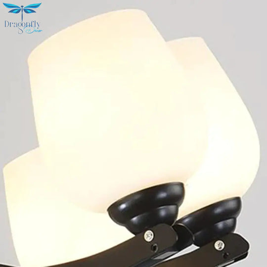 3/6/8 Lights Ceiling Lamp Sputnik Frosted Glass Traditional Living Room Chandelier In Black With