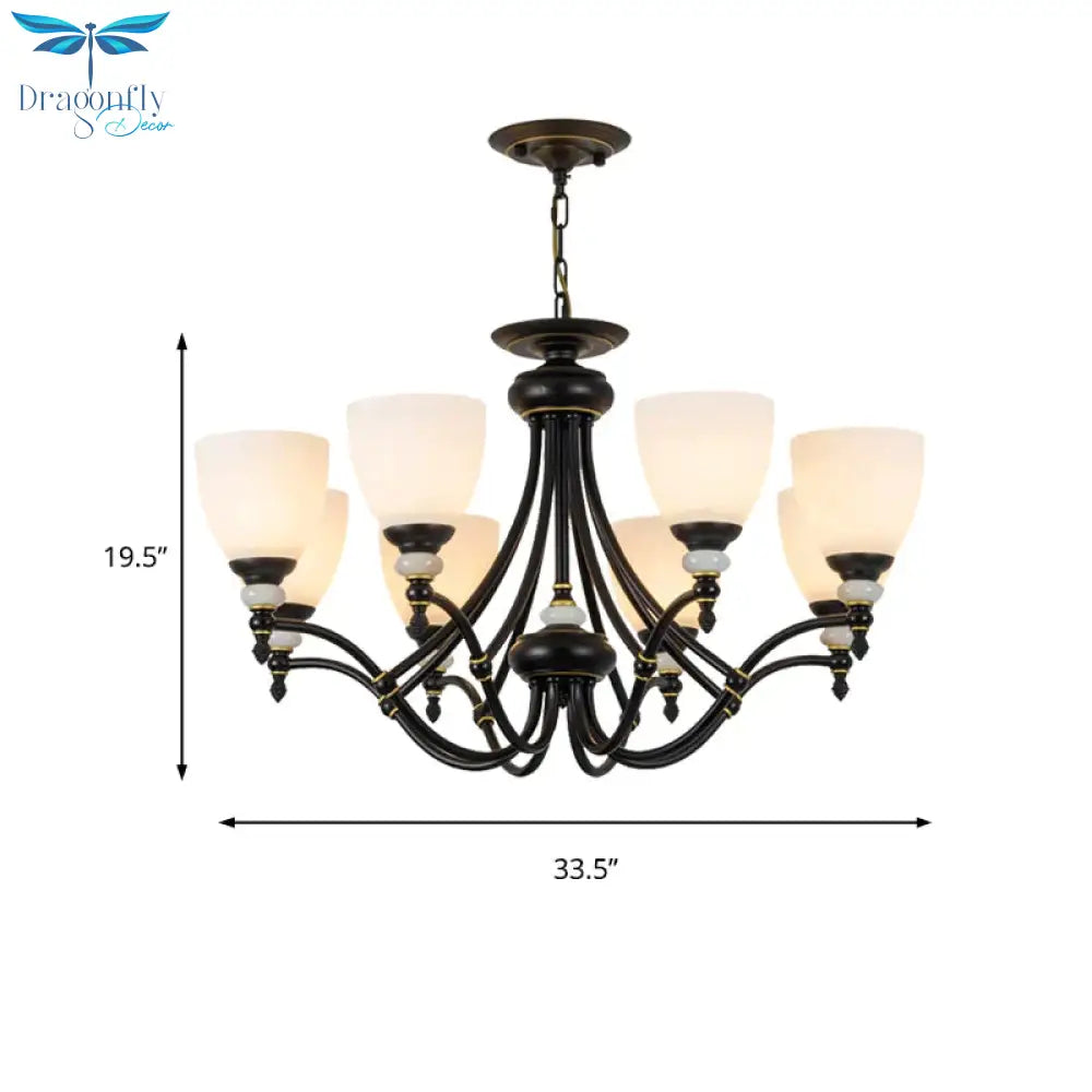 3/6/8 Lights Chandelier Light Sputnik White Glass Classic Dining Room Ceiling Lamp With Cup Shaped