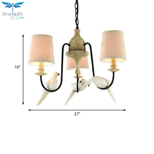 3/8 Lights Fabric Hanging Chandelier Traditional Flaxen Tapered Dining Room Pendant Light Fixture