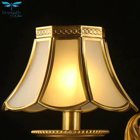 3/8 Lights Suspension Lighting Colonial Flared Frosted Glass Chandelier Pendant Lamp In Gold