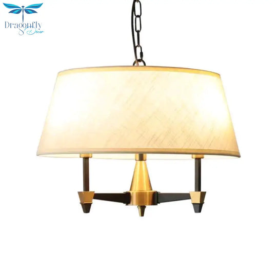 3 Bulbs Ceiling Lamp With Drum Shade Fabric Traditional Dining Room Chandelier Pendant Light In