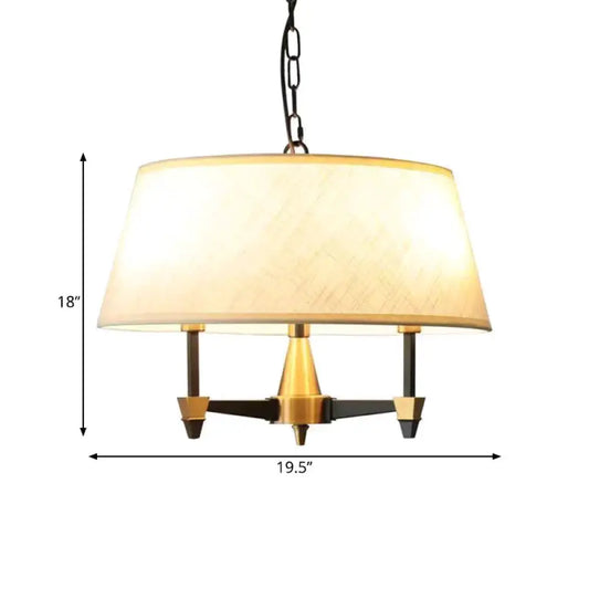 3 Bulbs Ceiling Lamp With Drum Shade Fabric Traditional Dining Room Chandelier Pendant Light In