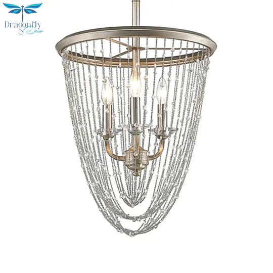 3 Bulbs Cone Ceiling Chandelier Contemporary Crystal Suspended Lighting Fixture In Gold