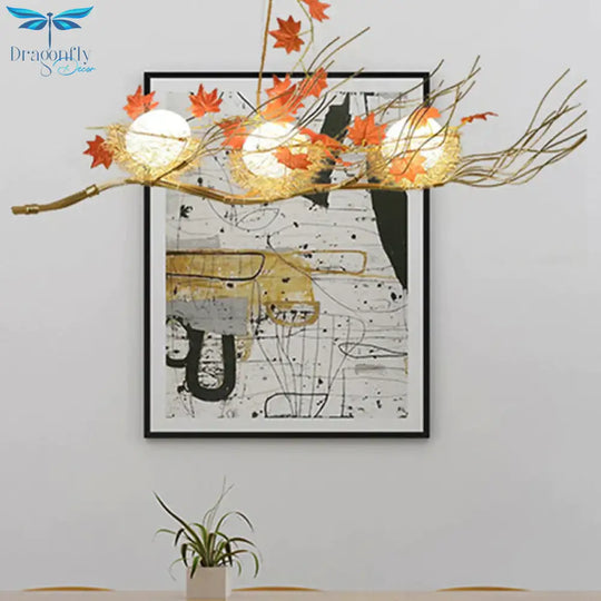 3 - Light Dining Room Chandelier Lighting Fixture Gold Ceiling Light With Sphere Matte White Glass