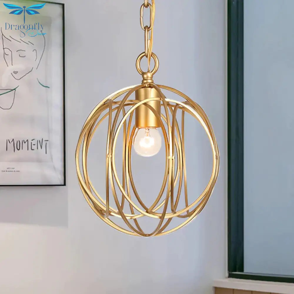 3 Lights Metal Hanging Chandelier Traditional Gold Candelabra Living Room Pendant Light Fixture