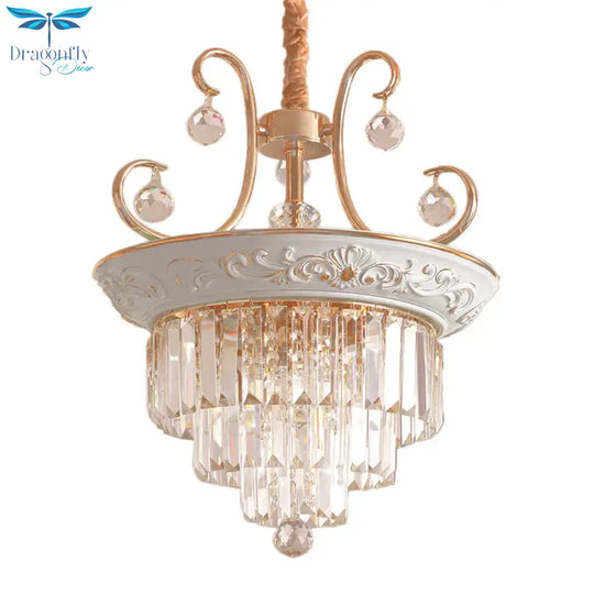 3 Tiered Modernism Ceiling Chandelier Crystal Pendant Light In White/Green