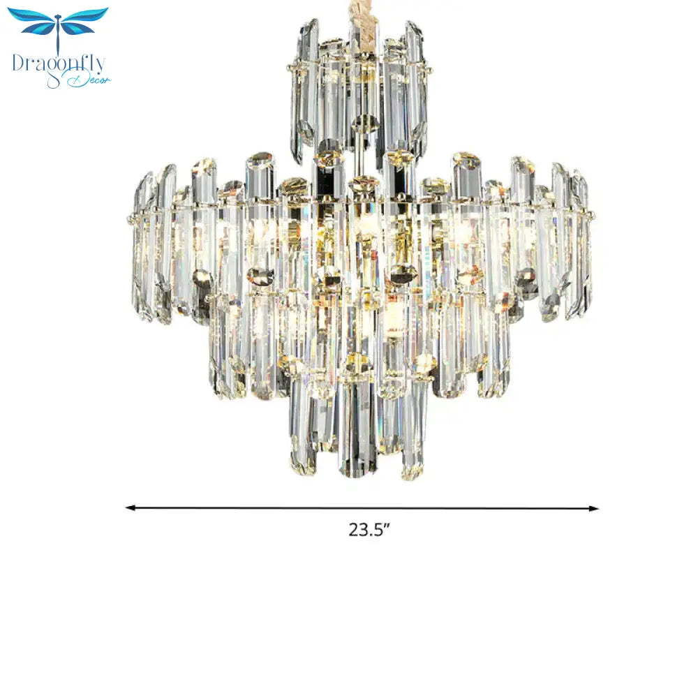 3 Tiers Beveled Crystal Chandelier Light Fixture Contemporary 8/12 Lights Clear Pendant Ceiling