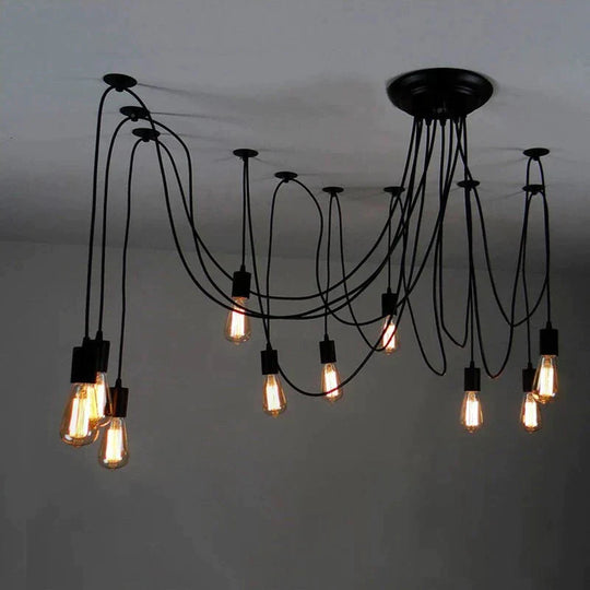 Mordern Nordic Retro Edison Bulb Light Chandelier Vintage Loft Antique Adjustable Diy Art Spider