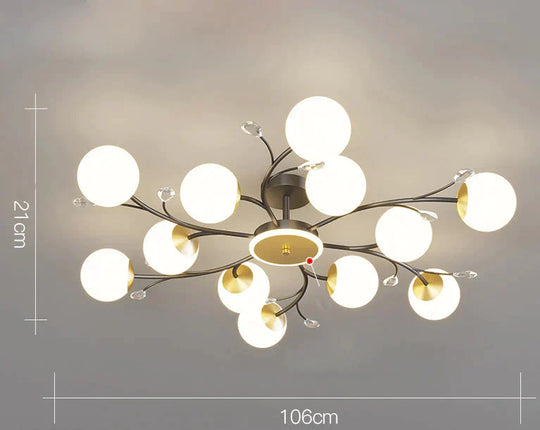 Nordic Living Room Lamp Simple Modern Atmosphere Luxury Ceiling Black / 12 Heads Tri - Color Light